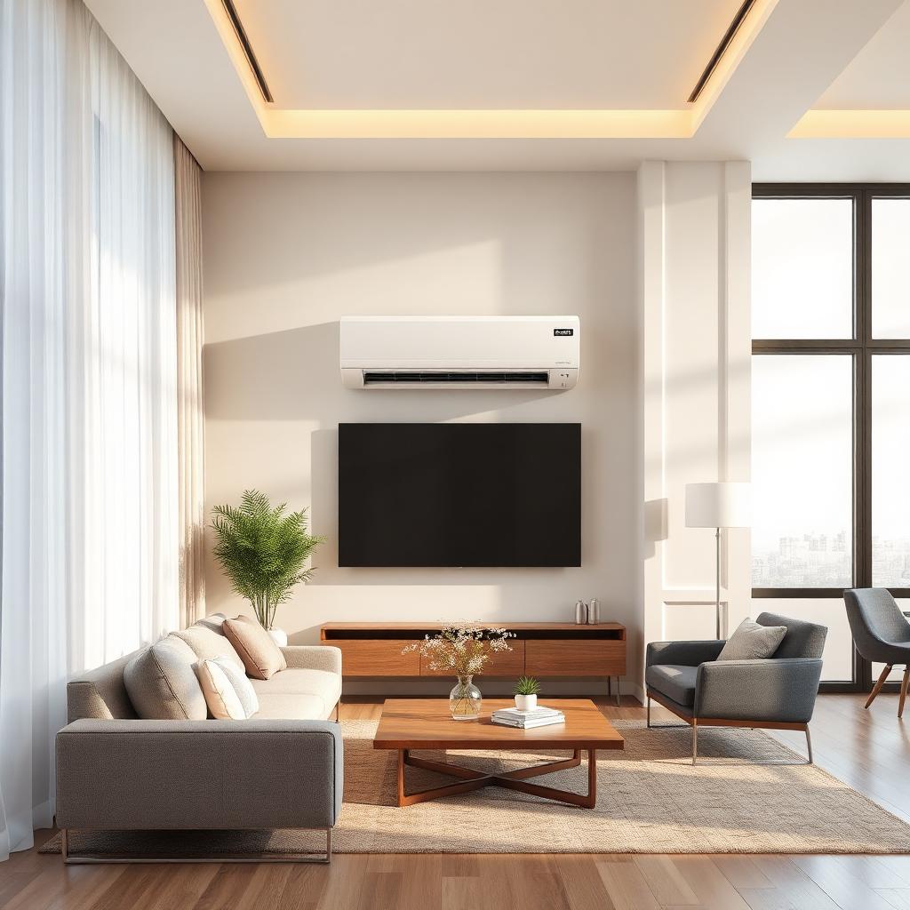 Modern AC installed in living room